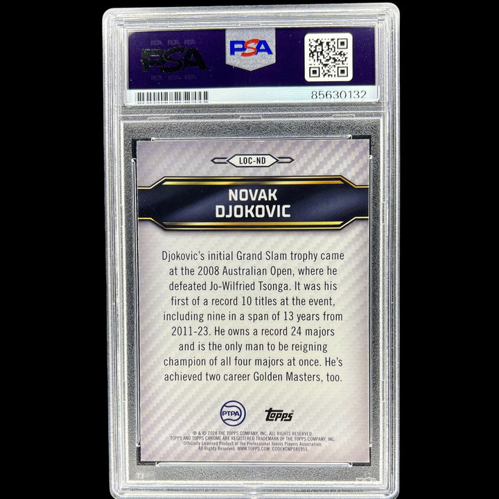 NOVAK DJOKOVIC SIGNED 2024 TOPPS GRAPHITE LEGENDS OF THE COURT CARD AUTO PSA