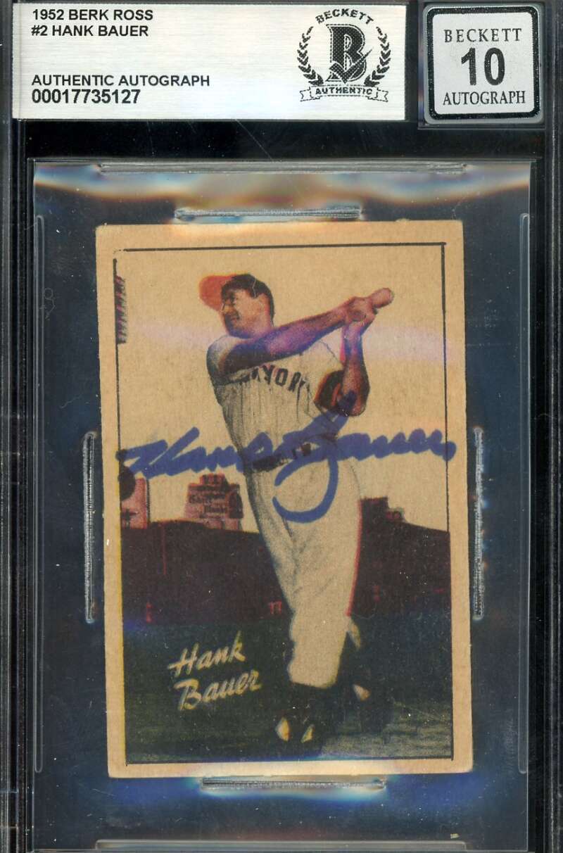 Hank Bauer Gem Mint 10 Beckett BAS Signed 1952 Berk Ross Autograph