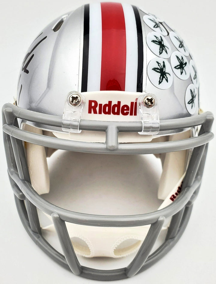 Justin Fields Signed Ohio State Buckeyes Silver Speed Mini Helmet Beckett BAS