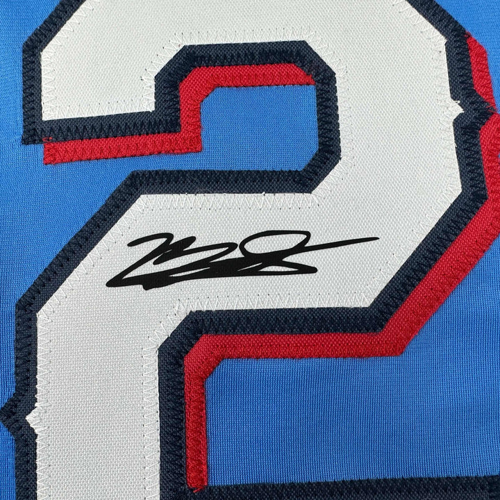Facsimile Autographed Marcus Semien Texas Light Blue Reprint Jersey Size Mens XL