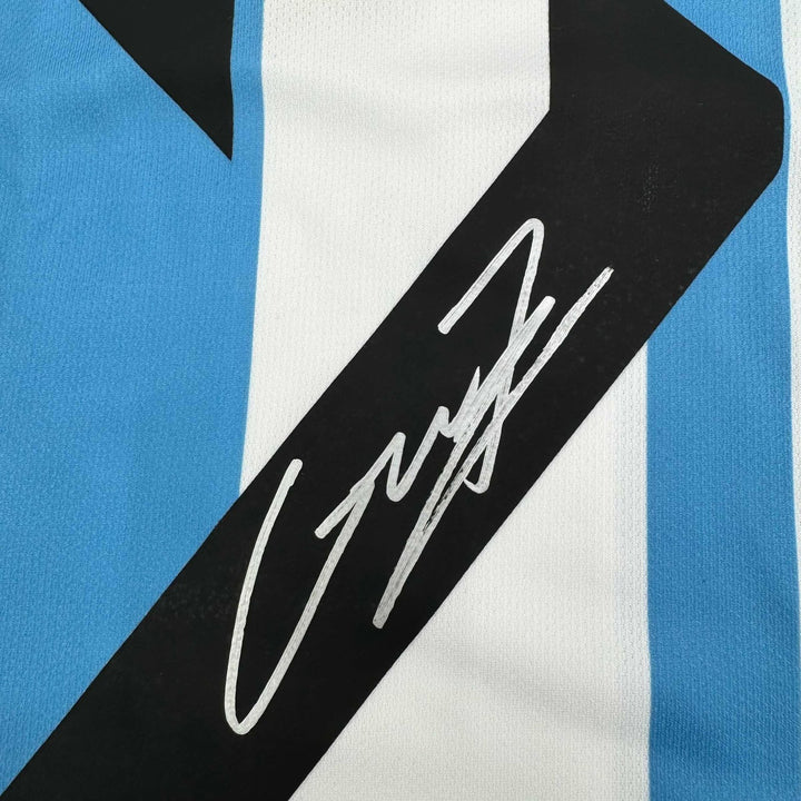 Framed Signed Alejandro Garnacho 35x39 Argentina Blue Jersey COA