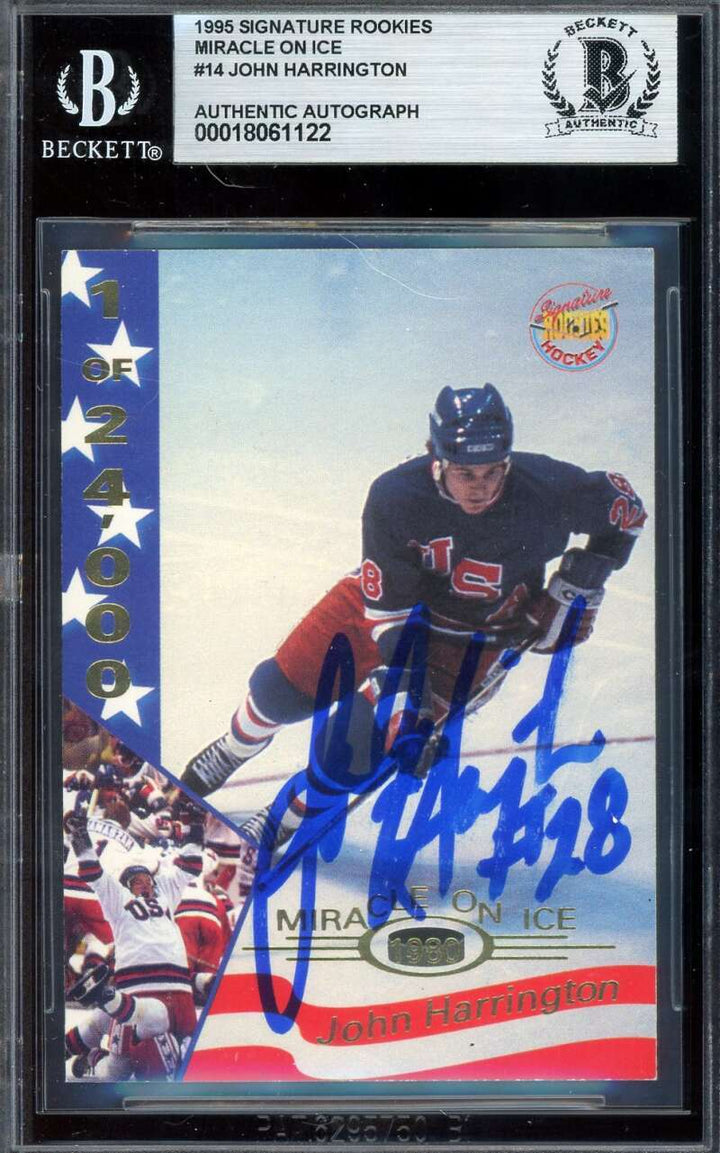 John Harrington Beckett BAS Signed 1995 Signature Rookies Miracle On Ice Auto