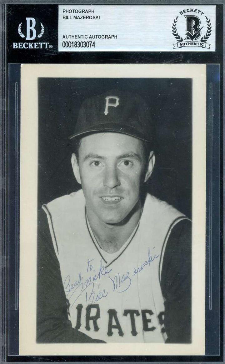 Bill Mazeroski Beckett BAS Signed Photo Vintage 1950`s Pirates Autograph