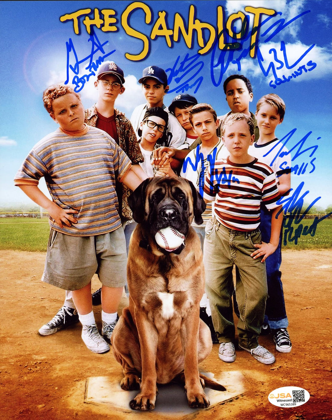 The Sandlot Cast Signed 8x10 Photo 7 Signatures Tom Guiry JSA Witness