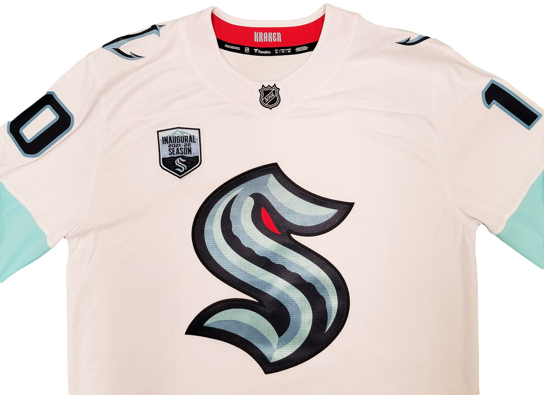 Kraken Matty Beniers Auto White Fanatics Jersey XL Inaugural Patch NHL Debut