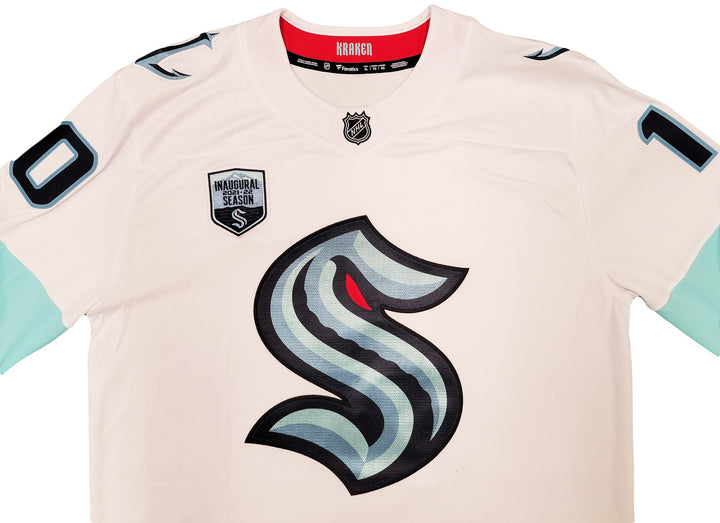Kraken Matty Beniers Auto White Fanatics Jersey XL Inaugural Patch NHL Debut