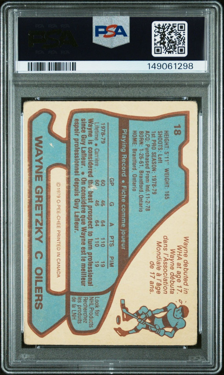1979 O-PEE-CHEE #18 Wayne Gretzky Signed Rookie Card PSA AUTO OILERS RC
