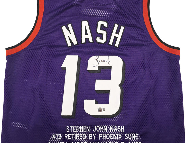 Phoenix Suns Steve Nash Autographed Signed Purple Stat Jersey Beckett Wit