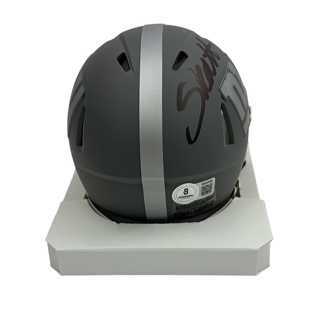 Autographed/Signed Cam Skattebo NY Giants Slate Mini Helmet Beckett BAS COA