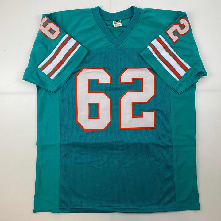 Facsimile Autographed Jim Langer Miami Teal Reprint Jersey Size Men's XL