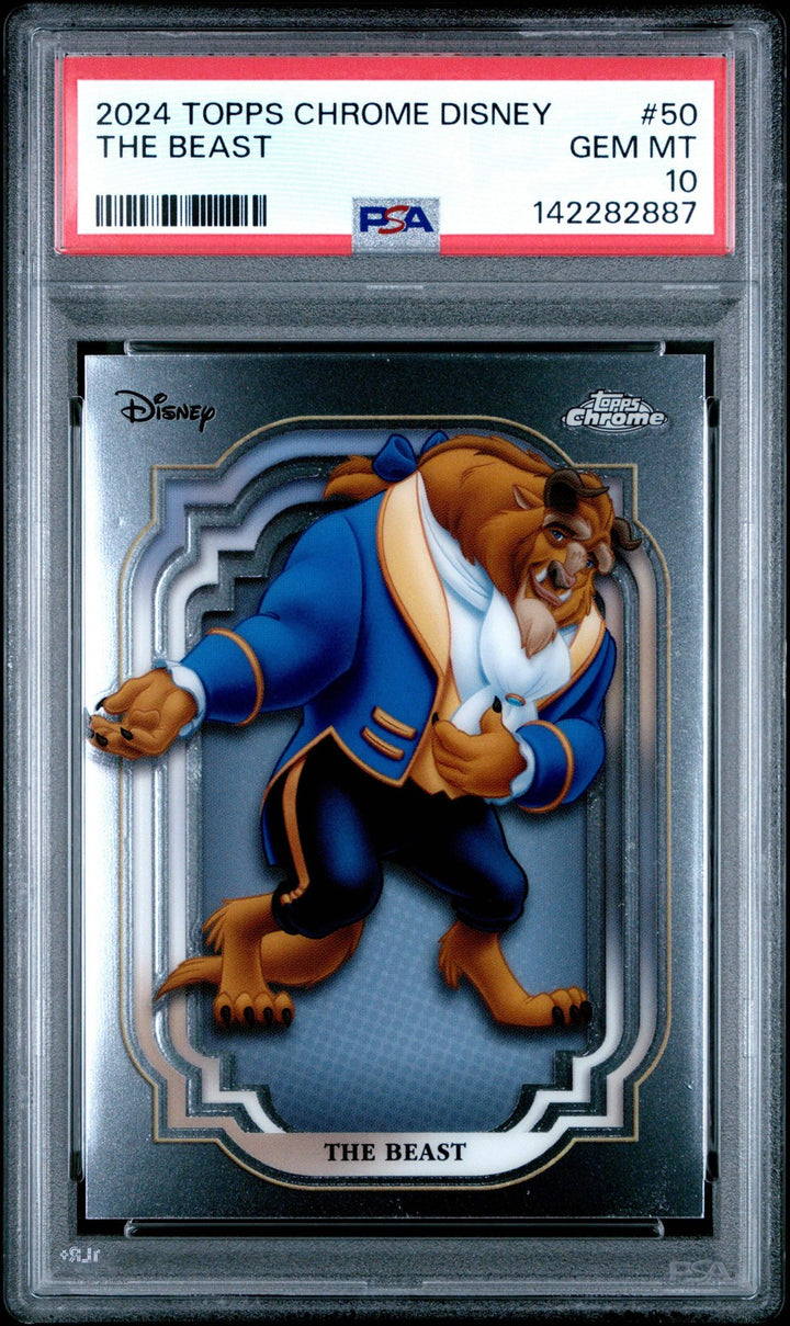 Graded 2024 Topps Chrome Disney Beast #50 Beauty and the Beast Card PSA 10 Mint