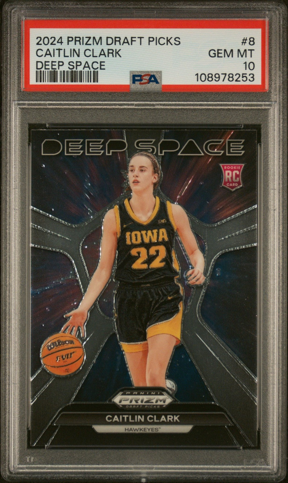 Graded 2024 Prizm DP Caitlin Clark #8 Deep Space Rookie RC Card PSA 10