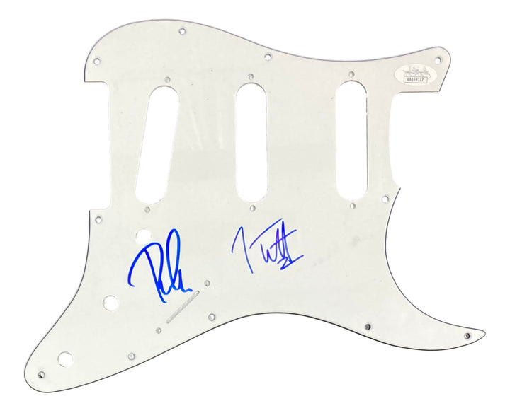 Joe Elliott Phil Collen Def Leppard Signed White Guitar Pick Guard JSA ITP