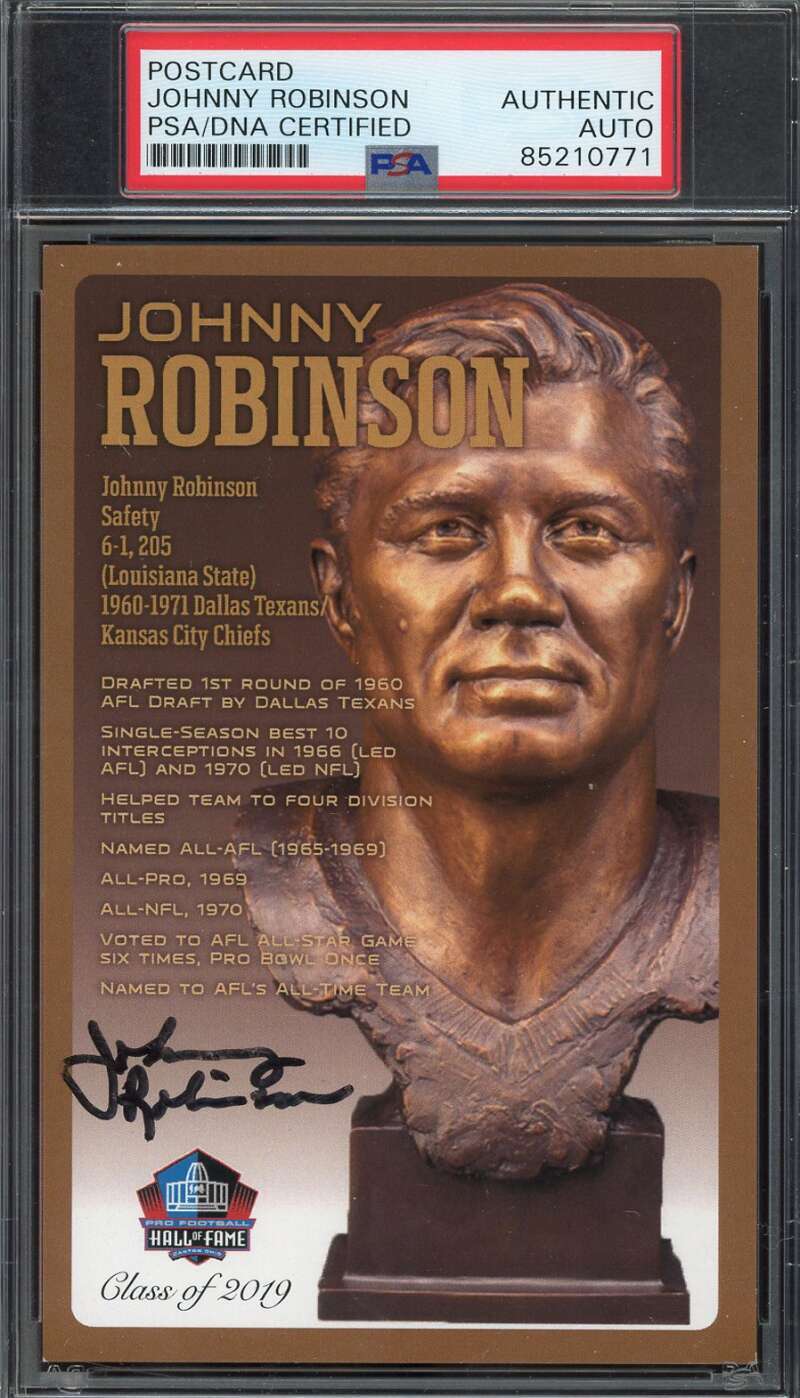 Johnny Robinson PSA DNA Signed Hall of Fame Bronze Bust Postcard /150 Autograph