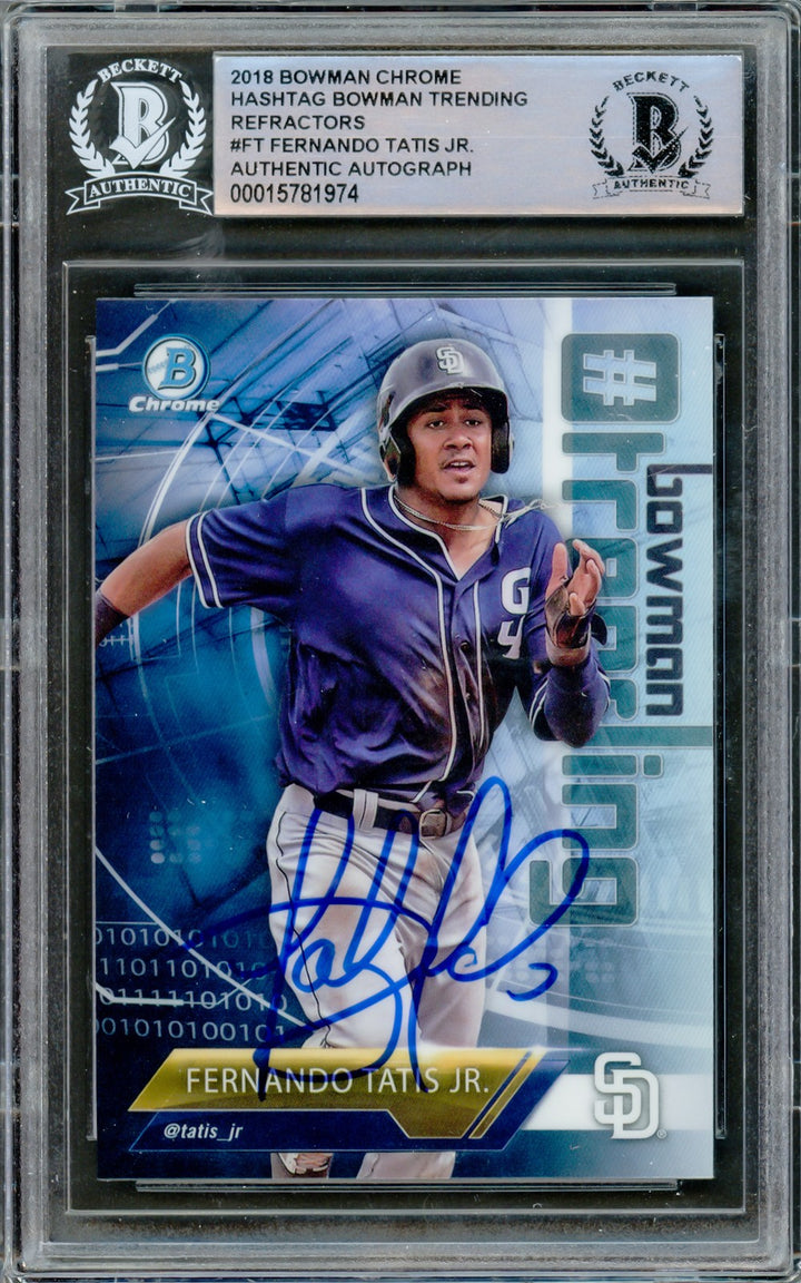 Fernando Tatis Jr. Signed 2018 Bowman Chrome Trending RC #-FT San Diego Padres