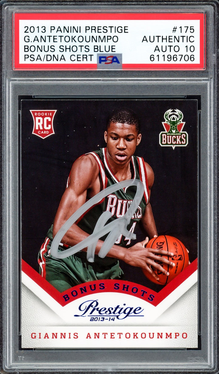 Giannis Antetokounmpo Auto 2013 Panini Prestige RC 175 Bucks Auto GM 10 PSA/DNA