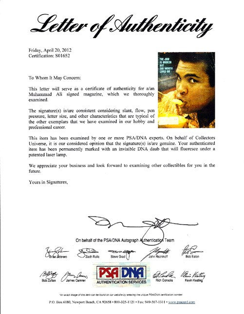 Muhammad Ali Autographed Signed Sports Illustrated Magazine Cover PSA/DNA