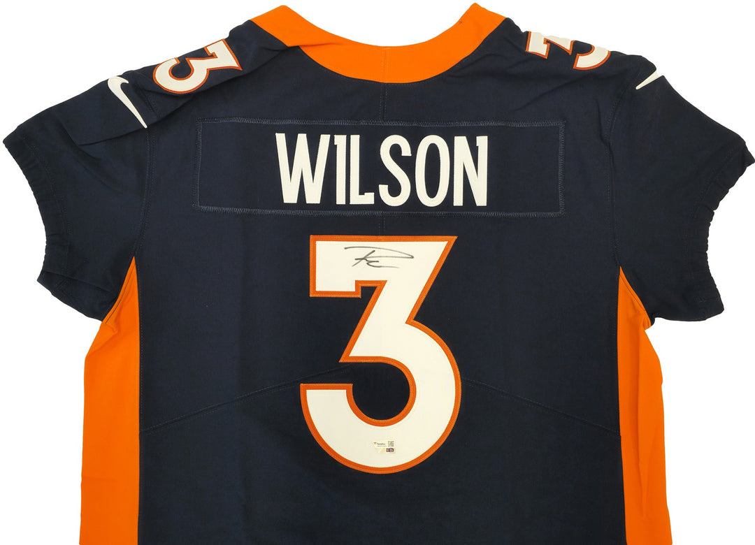 Broncos Russell Wilson Auto Signed Blue Nike Elite Jersey Size 48 Fanatics Holo