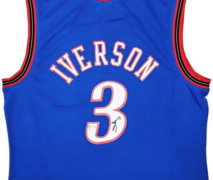 76ers Allen Iverson Auto Blue AUTH Mitchell Ness 99 HWC Swingman Jersey XL BAS
