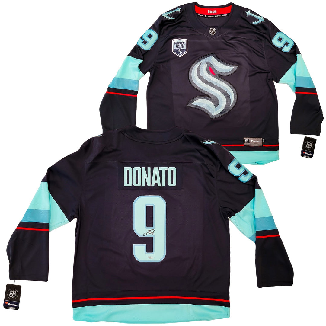 Kraken Ryan Donato Auto Blue Fanatics Jersey XL Inaugural Season Patch Fanatics