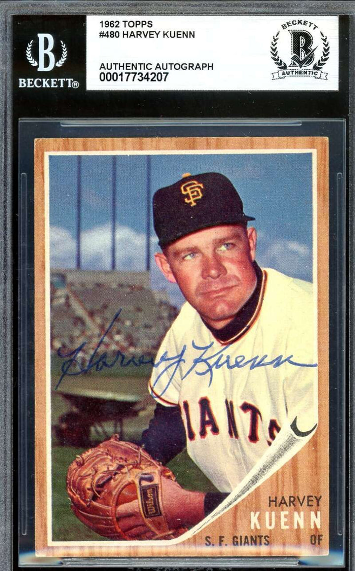Harvey Kuenn Beckett BAS Vintage Signed 1962 Topps Autograph