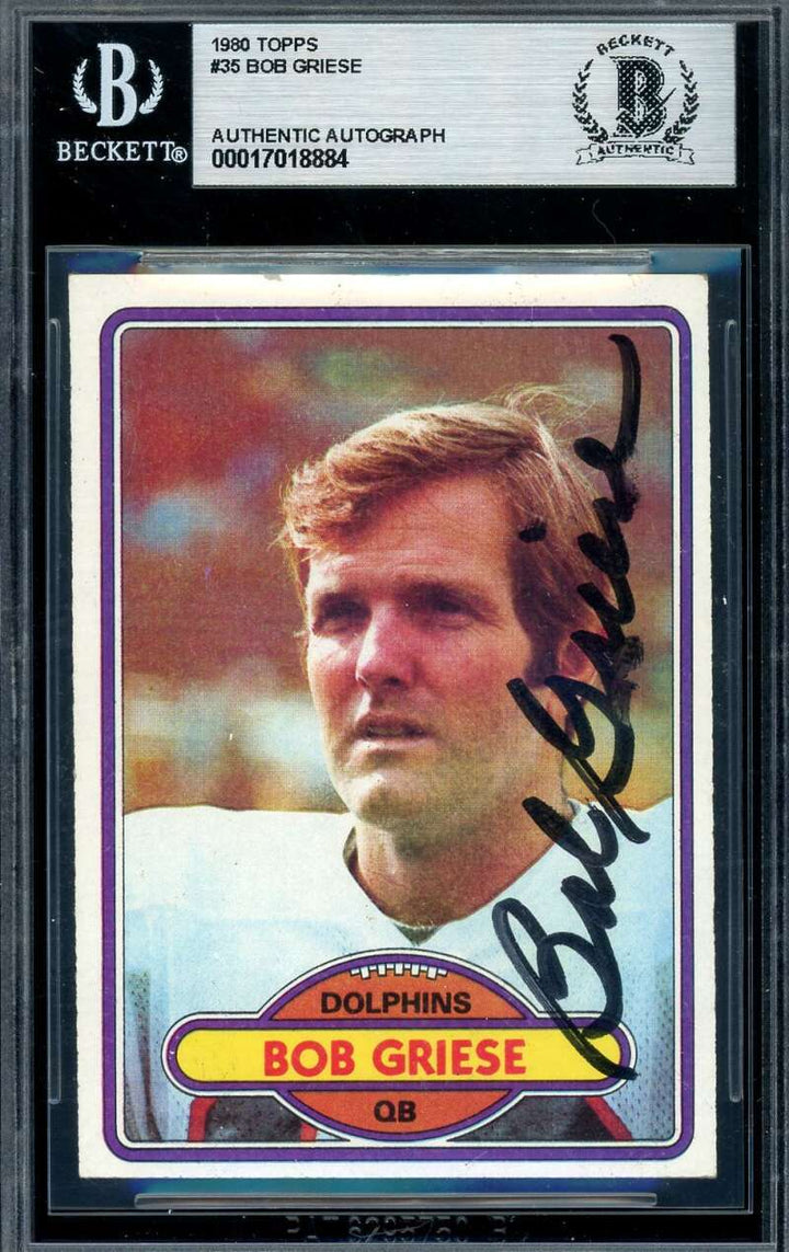 Bob Griese Beckett BAS Signed 1980 Topps Autograph