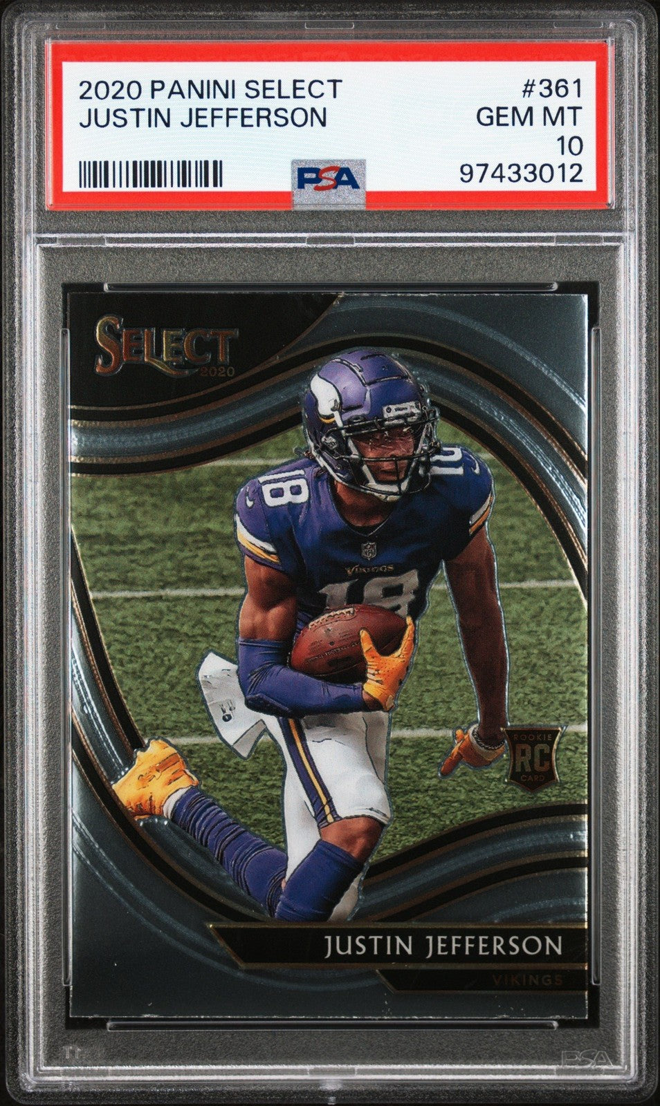 Graded 2020 Panini Select Justin Jefferson #361 Rookie Football Card PSA 10
