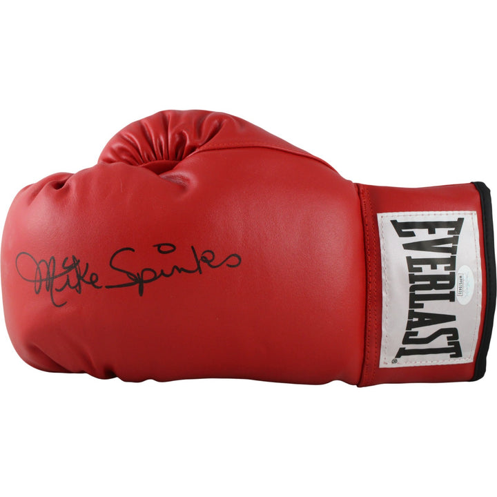 Michael Spinks Autographed/Signed Red Everlast Left Hand Boxing Glove JSA 53556
