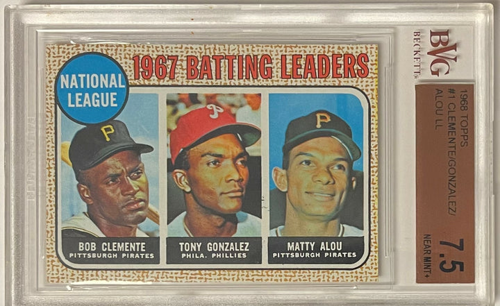 Roberto/Bob Clemente 1968 Topps 1967 Batting Leaders Card #1- BVG Graded 7.5 NM+