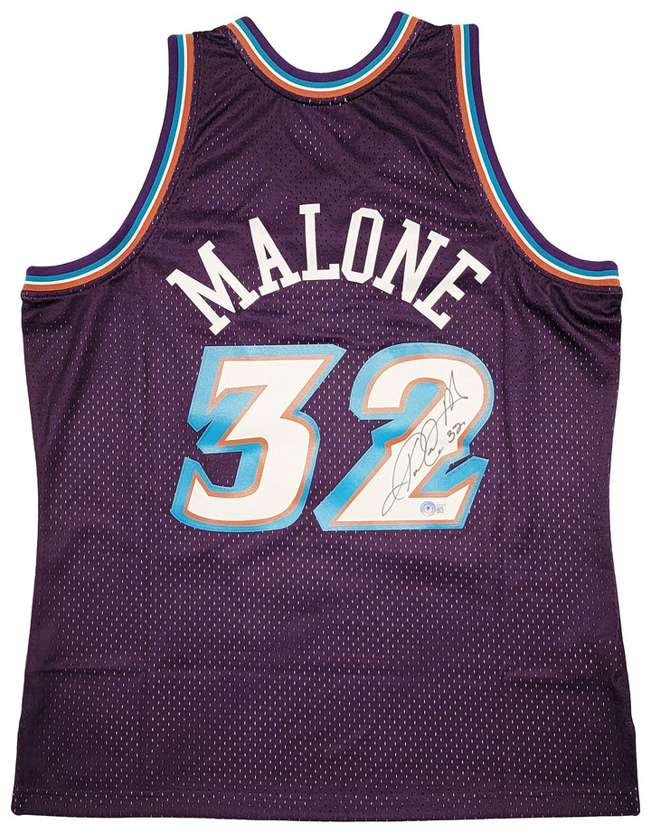 Jazz Karl Malone Auto Purple Teal Authentic Mitchell Ness Jersey Size XL Beckett