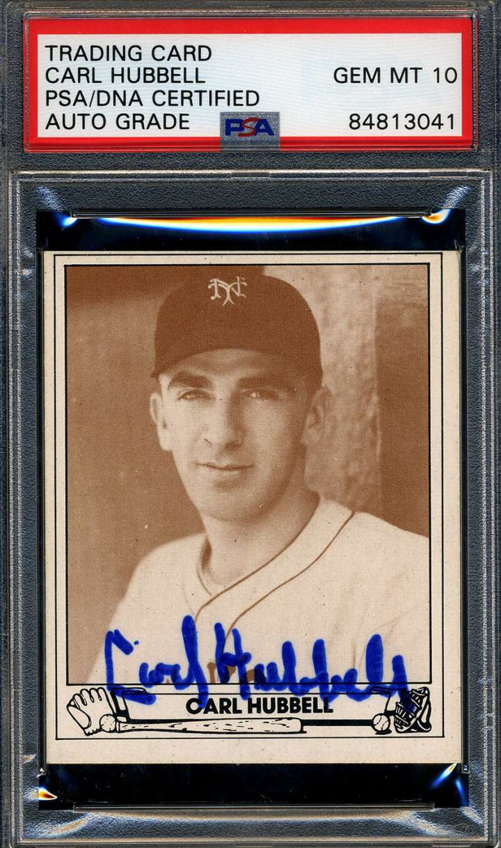 Carl Hubbell Gem Mint 10 PSA DNA Signed 1942 Playball 1983 Reprint Autograph
