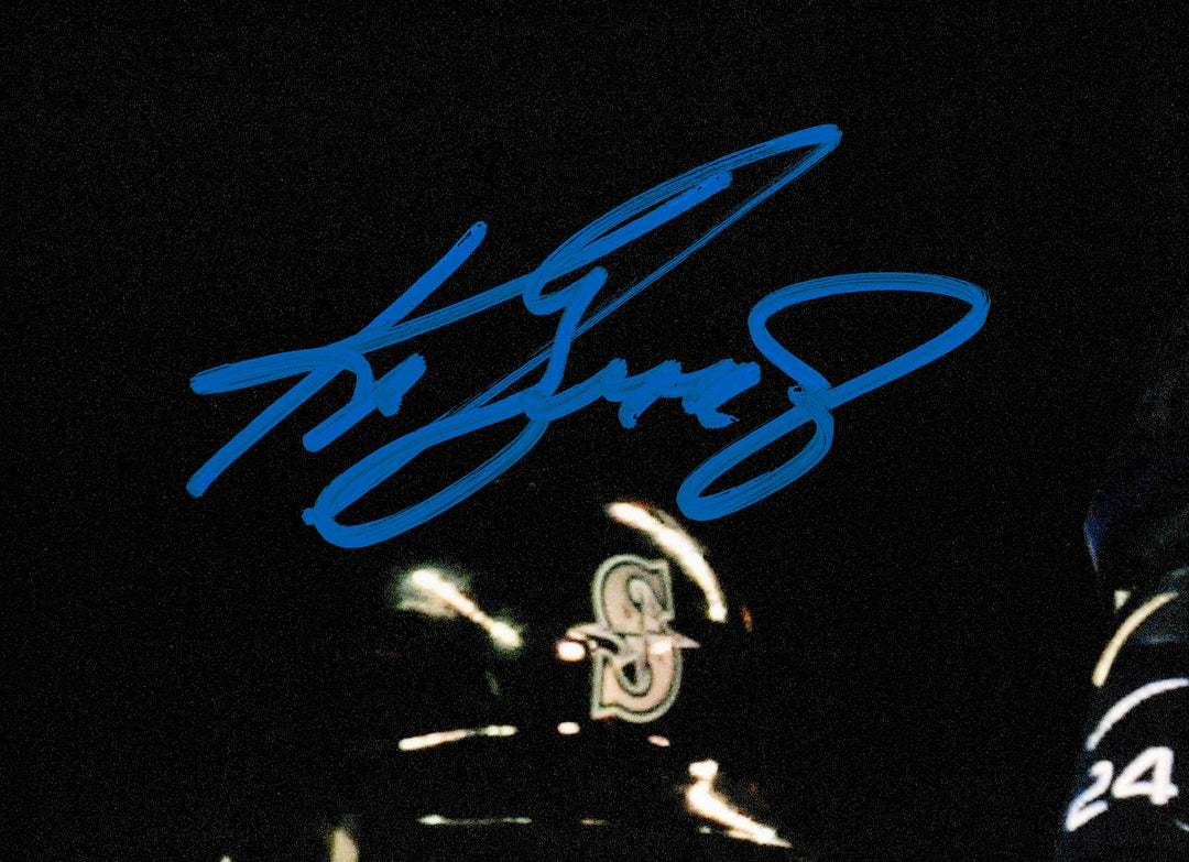 Griffey Jr. & Ichiro Signed Framed 16x20 Photo Mariners Spotlight Blue BAS QR