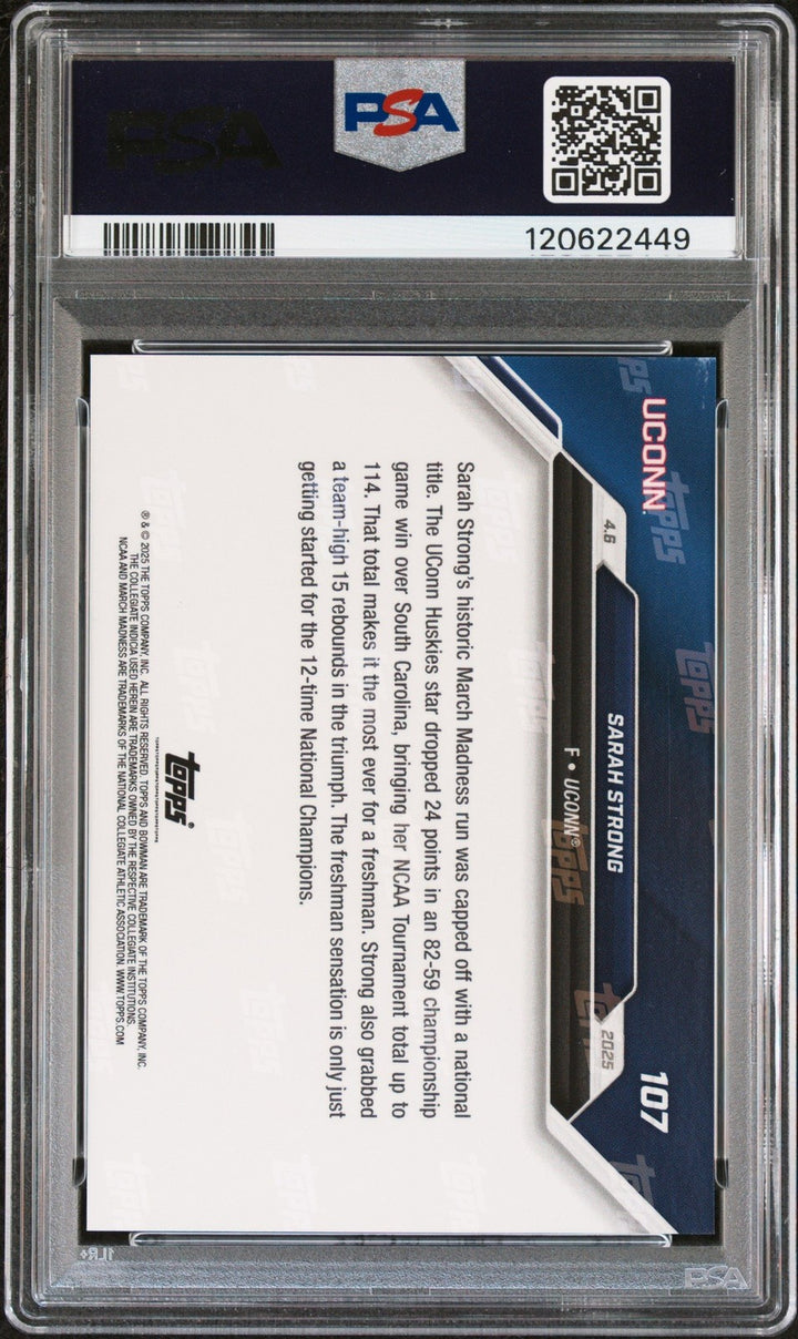 Graded 2024-25 Bowman U Now Sarah Strong #107 Rookie RC Card PSA 10