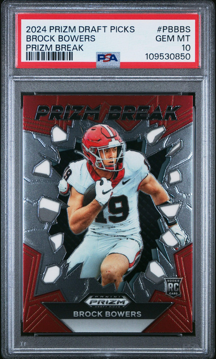Graded 2024 Panini Prizm DP Brock Bowers #PBBBS Prizm Break Rookie Card PSA 10
