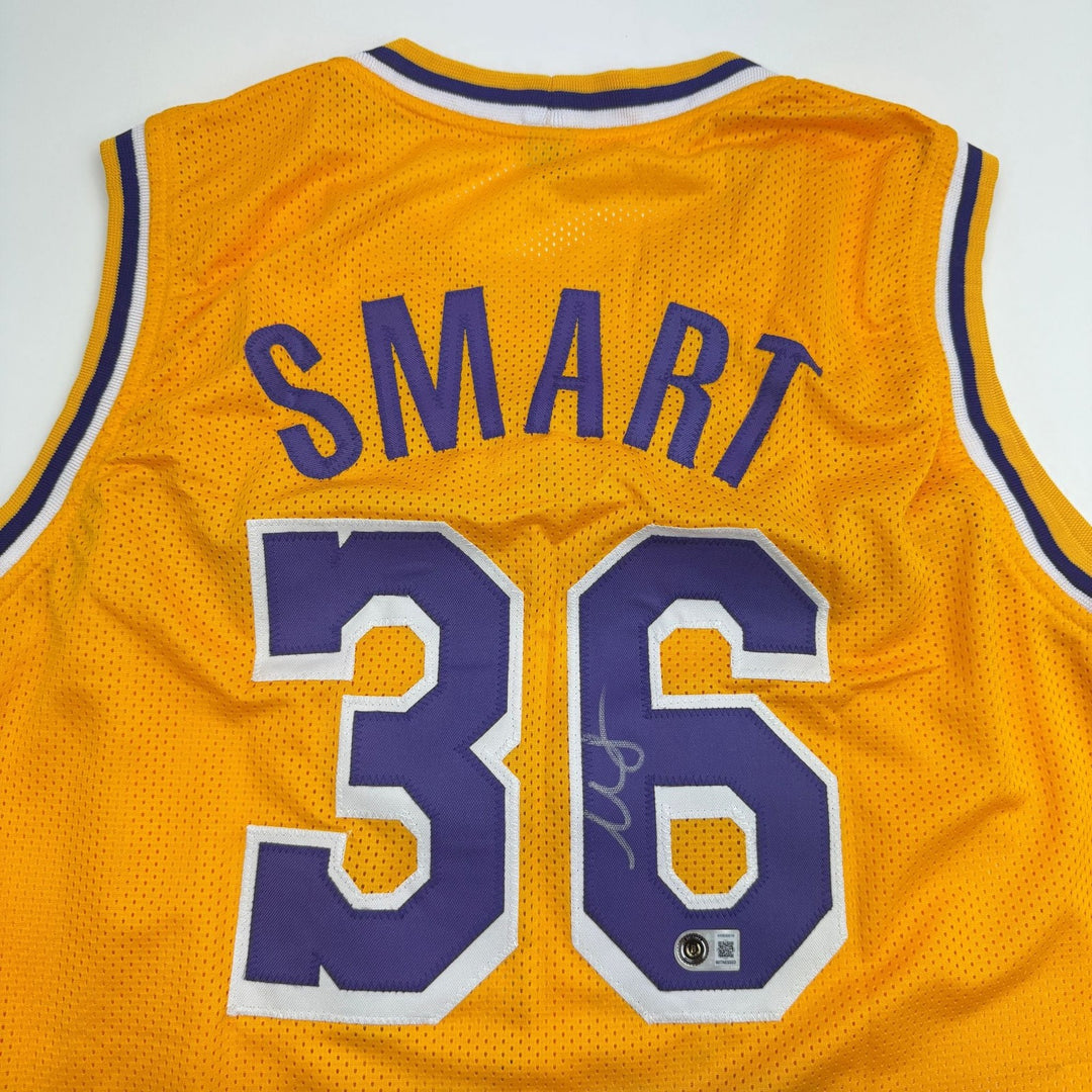 Autographed/Signed Marcus Smart LA Yellow Basketball Jersey BAS COA