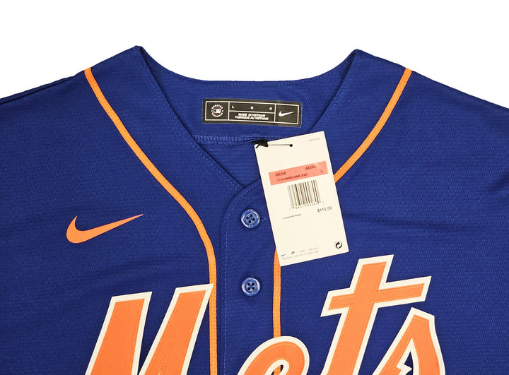New York Mets Francisco Alvarez Signed Blue Nike Jersey Size L Beckett Wit