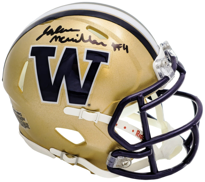Jalen McMillan Auto Signed Washington Huskies Gold Speed Mini Helmet MCS Holo