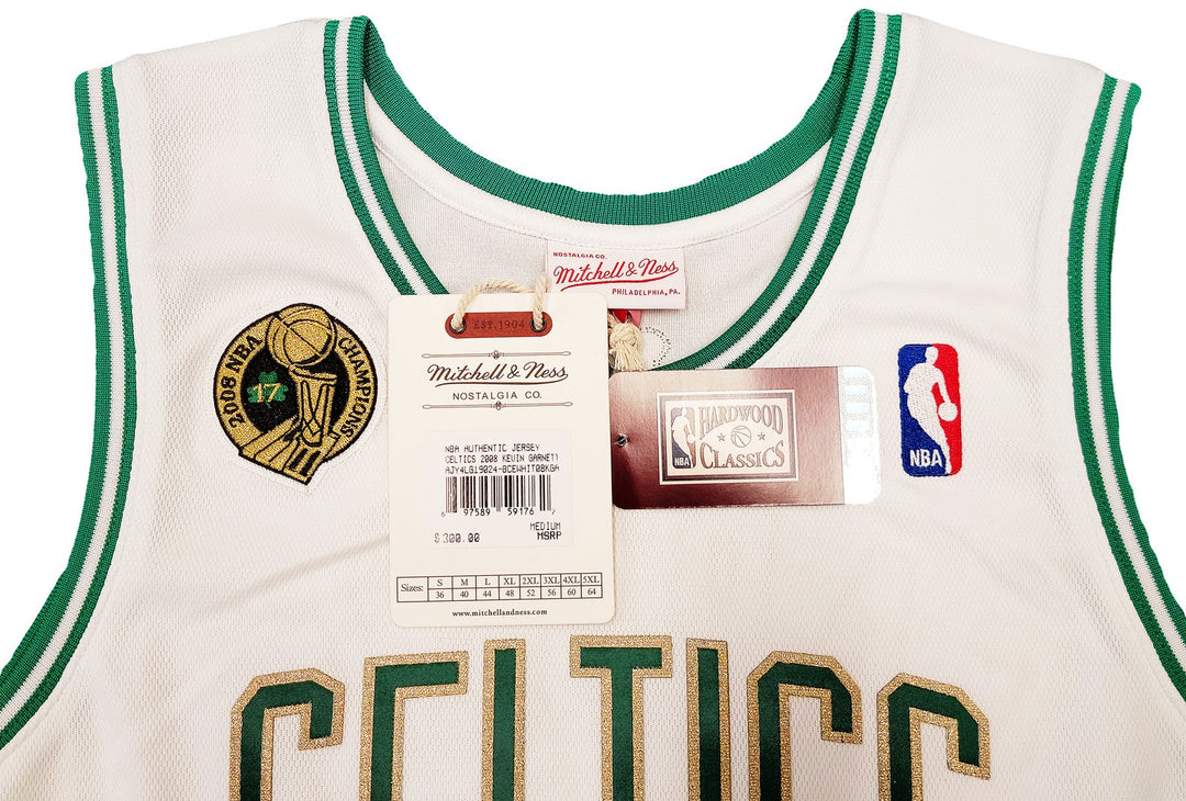 Boston Celtics Kevin Garnett Signed White & Gold Mitchell & Ness Hardwood