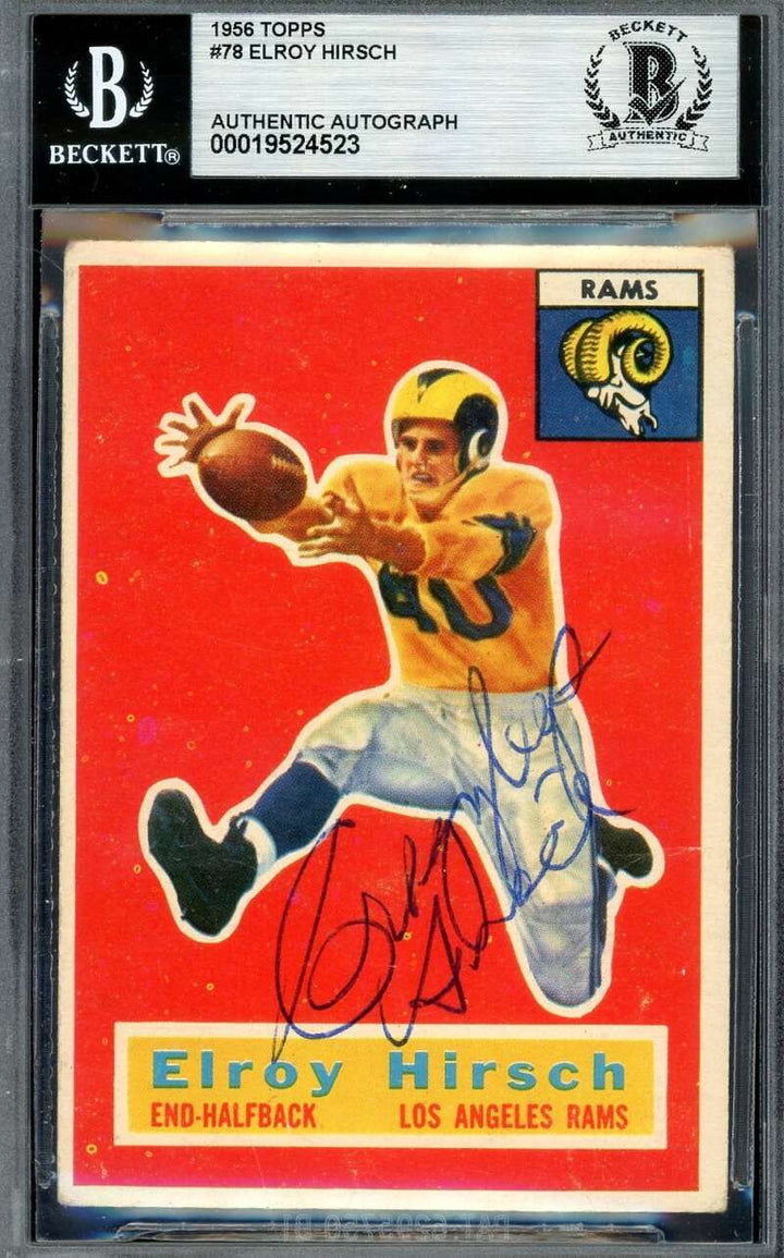 Elroy Hirsch Beckett BAS Vintage Signed 1956 Topps Autograph