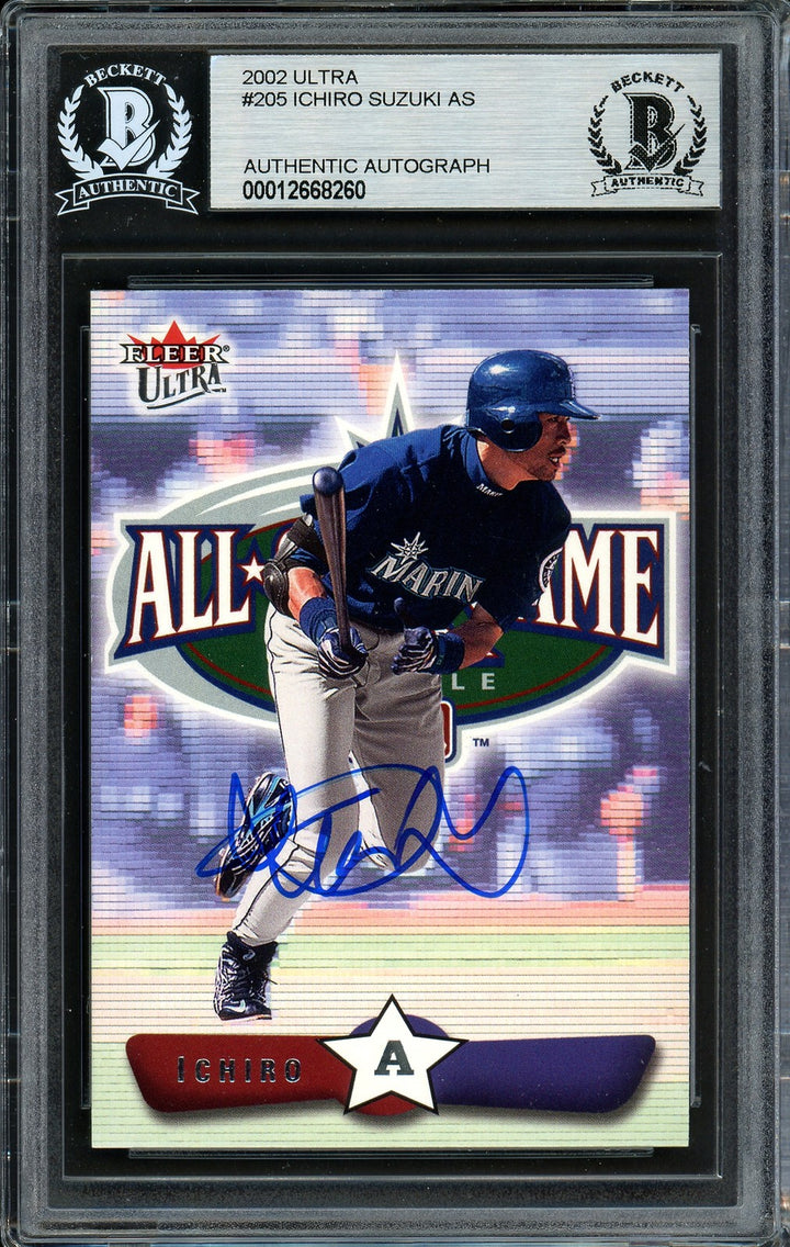 Ichiro Suzuki Signed 2002 Fleer Ultra Card #205 Seattle Mariners Beckett BAS