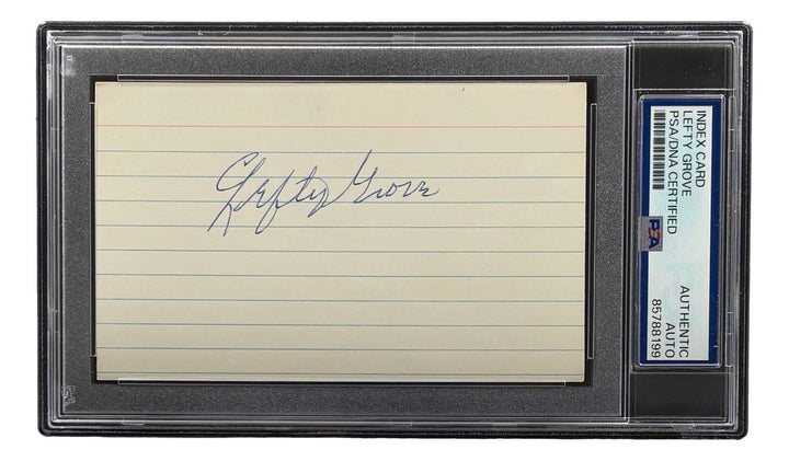 Lefty Grove Signed Index Card Philadelphia Athletics MLB PSA/DNA