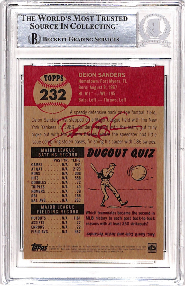 Deion Sanders Signed 2019 Topps Living #232 Trading Card Beckett 37145