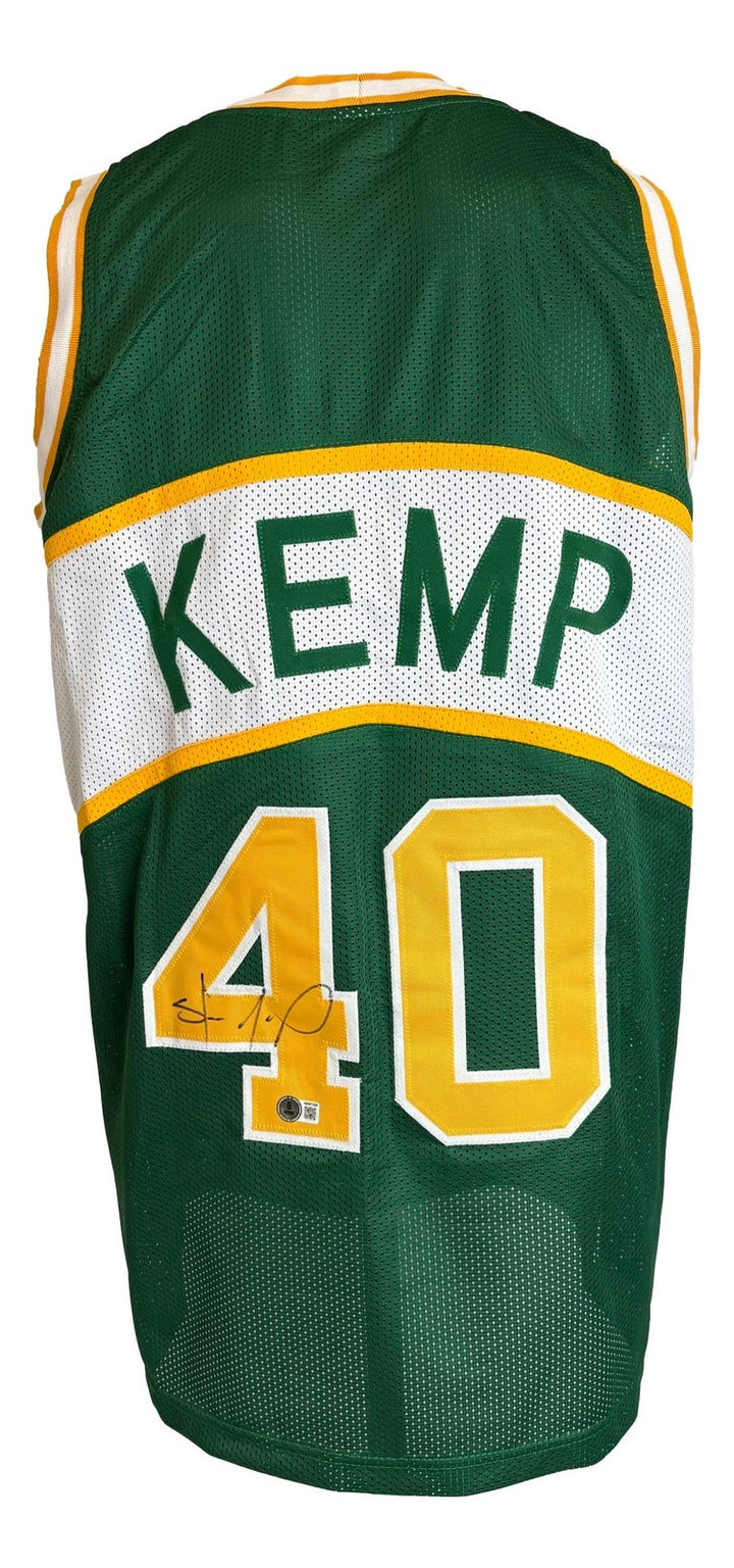 Shawn Kemp Seattle Signed Green Basketball Jersey BAS