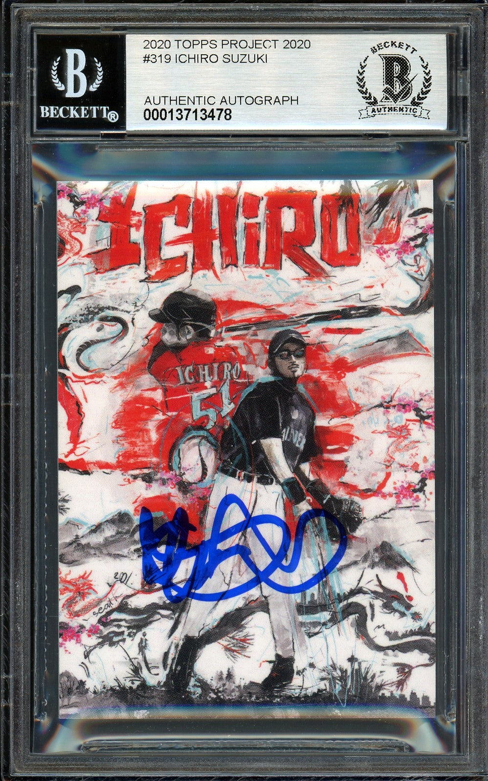 Ichiro Suzuki Auto Topps Project 2020 Andrew Thiele Card 319 Sig 10 /10 BAS