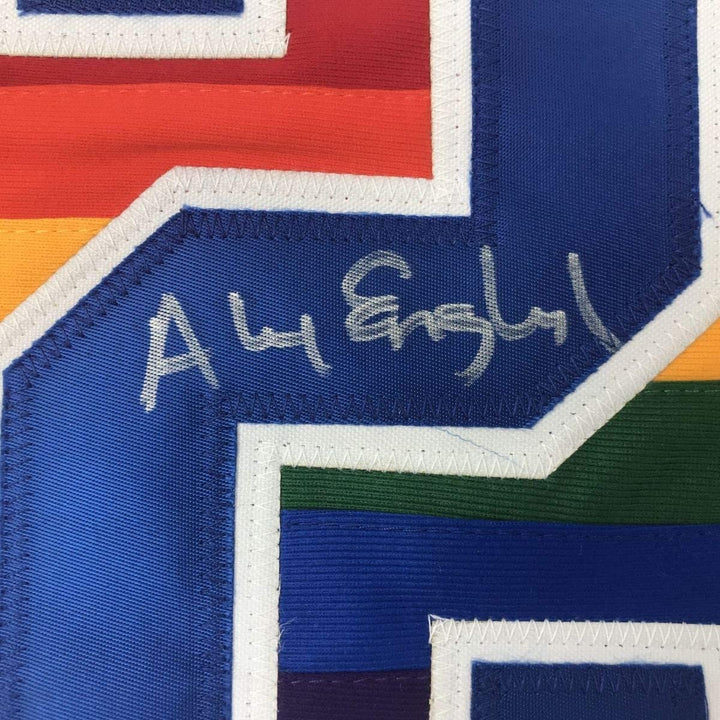 Autographed/Signed ALEX ENGLISH Denver White Jersey PSA/DNA COA Auto
