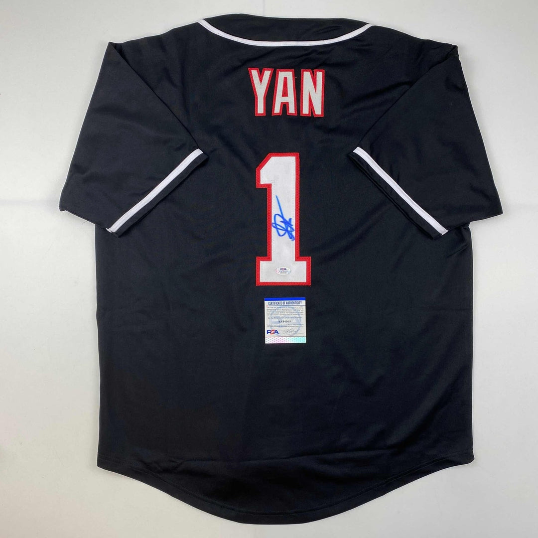 Autographed/Signed Petr Yan UFC MMA Black Jersey Shirt PSA/DNA COA