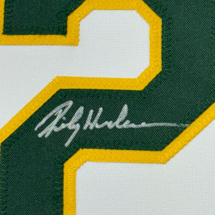 Framed Autographed/Signed Rickey Henderson 33x42 White Jersey BAS COA