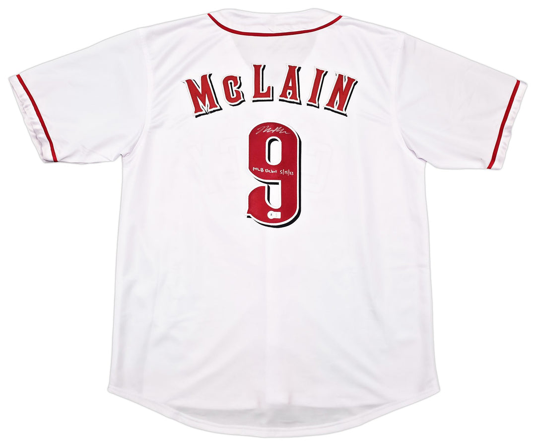 Reds Matt McLain Signed White Jersey "MLB Debut 5/15/23" Beckett Witness