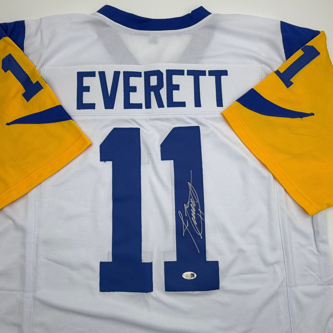 Autographed/Signed Jim Everett Los Angeles LA White Football Jersey JSA COA
