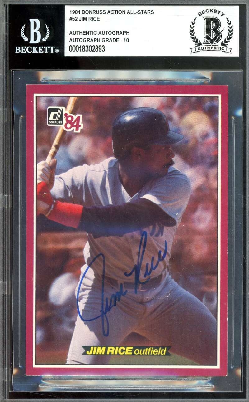 Jim Rice Gem Mint 10 Beckett BAS Signed 1984 Donruss Action All Stars Auto